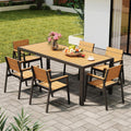 Gartenmöbel-Set, mit USB, für den Garten, Schwarz/Holzoptik, Devoko