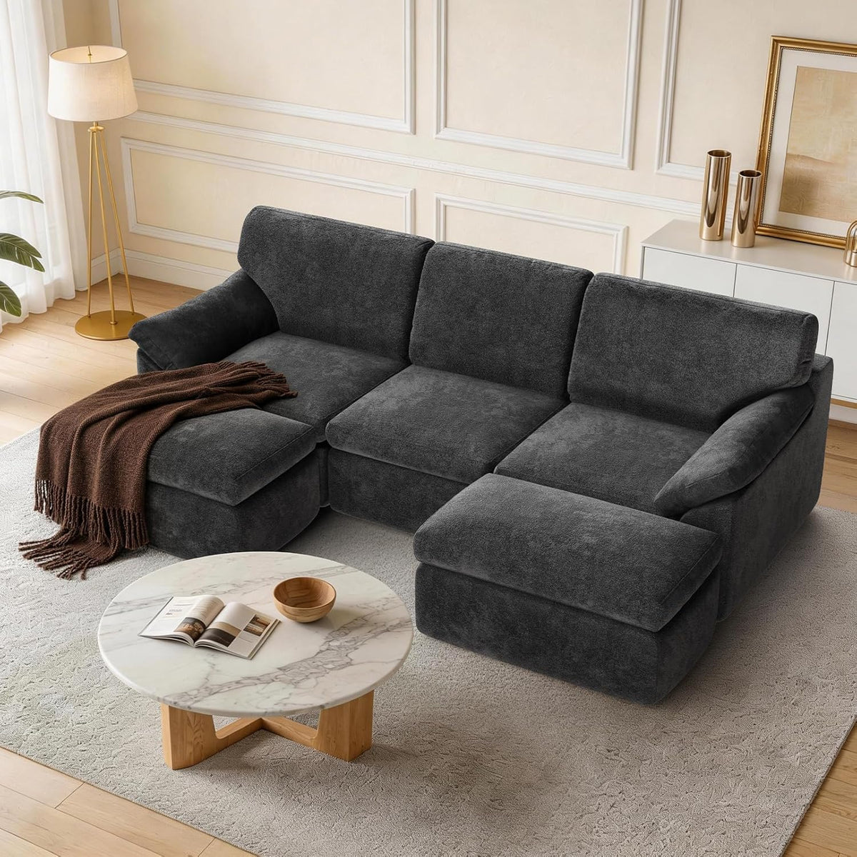 Sofa, 380 g, 2,4 m, Grau, Hamlody