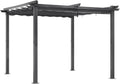 Pergola, 3 × 3 M, verstellbar, mit Schiebedach, wasserdicht, wasserabweisend, für den Garten, aus Aluminium und Stahl, Anthrazit/Grau, Angel Living