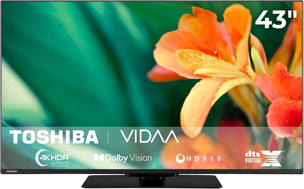 Toshiba Fernseher 43 Zoll Smart-TV, mit LED, mit WLAN, mit USB, Schwarz