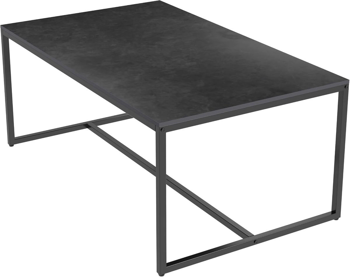 Beistelltisch, 100 × 60 × 42 cm, aus Metall, für das Wohnzimmer, Schwarz, FATIVO