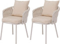 Lounge-Stühle HWC-P89, 180 g, wasserabweisend, höhenverstellbar, aus Aluminium und Stoff, für den Garten, Creme, Mendler