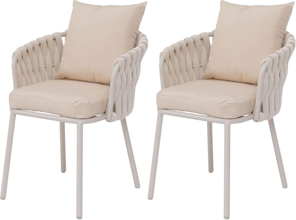 Lounge-Stühle HWC-P89, 180 g, wasserabweisend, höhenverstellbar, aus Aluminium und Stoff, für den Garten, Creme, Mendler