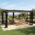 Gartenpavillon, 4 × 3 m, 2 m, mit Schiebedach, für den Garten und die Terrasse, aus Aluminium und Stahl, Anthrazit/Taupe, Zenithz