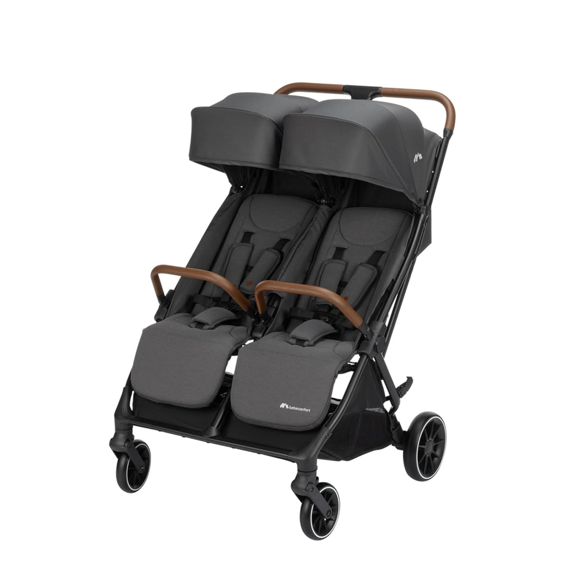 Zwillings- & Geschwisterwagen Mane, 22 kg, mit Liegeposition, UPF40, verstellbar, Grau/Braun, Bebeconfort