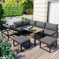 Gartenmöbel-Set, verstellbar, wasserabweisend, höhenverstellbar, aus Aluminium, für den Garten und die Terrasse, Grau/Schwarz, muenfly