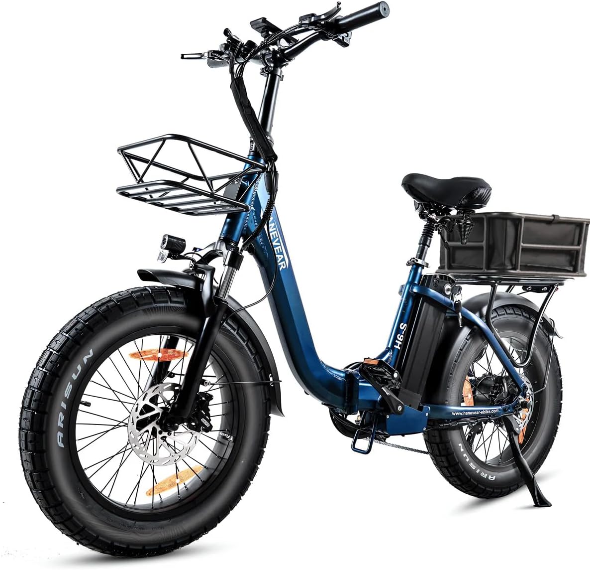HANEVEAR Elektrofahrräder 20 Zoll E E-Bike, 250 W, 48 V, 24 Ah, wasserdicht, Blau/Schwarz