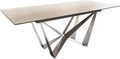 Esszimmertische, 220 × 100 cm, aus Edelstahl und Stahl, Creme-Weiß/Edelstahl, DELIFE