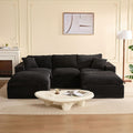 Sofa, 268 cm, aus Stoff, für das Wohnzimmer, Schwarz, Litbird