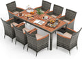 Gartenmöbel-Set 9 TLG. Rattan, verstellbar, aus Polyrattan, für den Garten und die Terrasse, Grau/Braun/Beige, COSTWAY