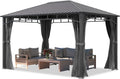 TOOLPORT Gartenpavillon, 3 × 4 m, aus Stahl, mit Hardtop-Dach, mit 4 Seitenteilen, für den Garten, Grau