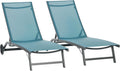 Outsunny 2 Sonnenliegen Liegen, 150 kg, aus Aluminium und Stoff, Blau/Grau
