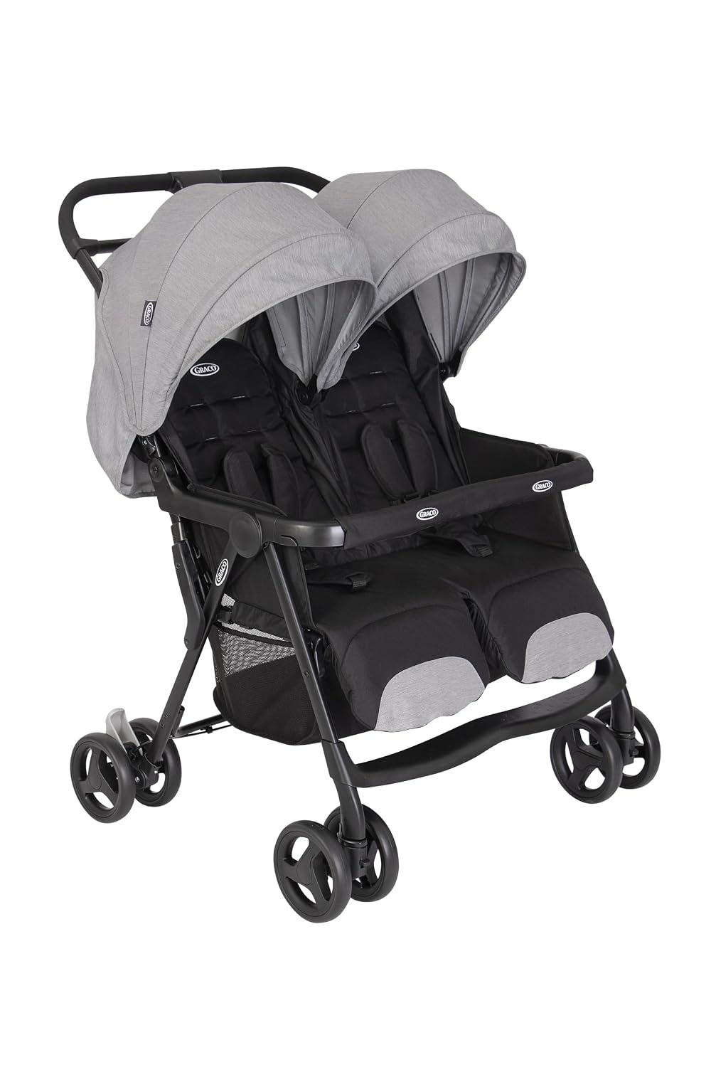 Graco DuoRiderTM Doppel Kinderwagen-Set, 15 kg, klappbar, mit Liegeposition, Grau/Schwarz