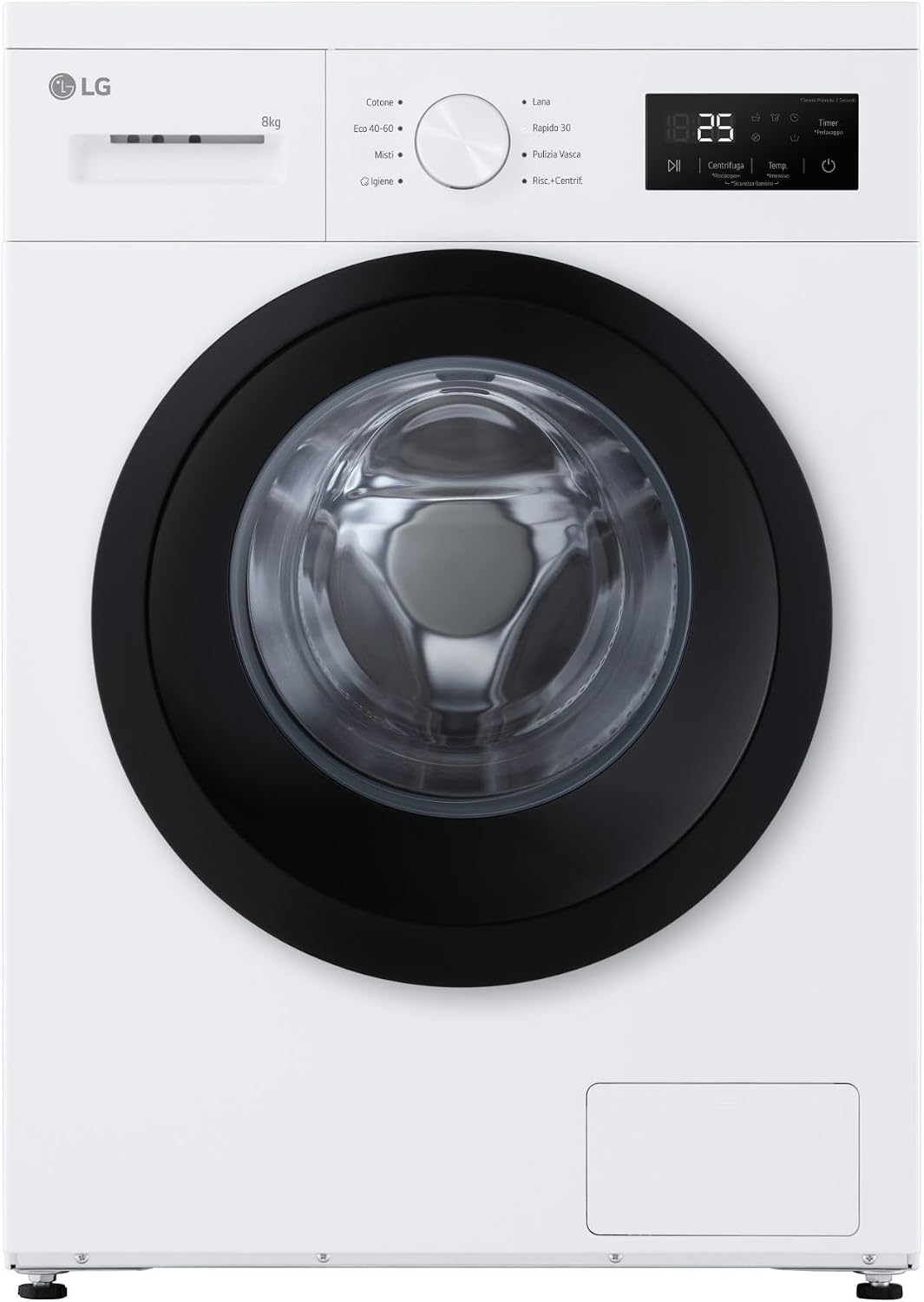 LG F4NA10S8NWK Waschmaschine, 8 kg, Weiß/Schwarz