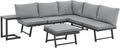 Gartenmöbel-Set Grenada Gartenlounge Set 4, wasserabweisend, verstellbar, für den Garten, aus Metall, Schwarz/Grau, SVITA