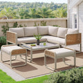 Gartenmöbel-Set, verstellbar, aus Polyrattan, für den Garten, Beige, Idemon