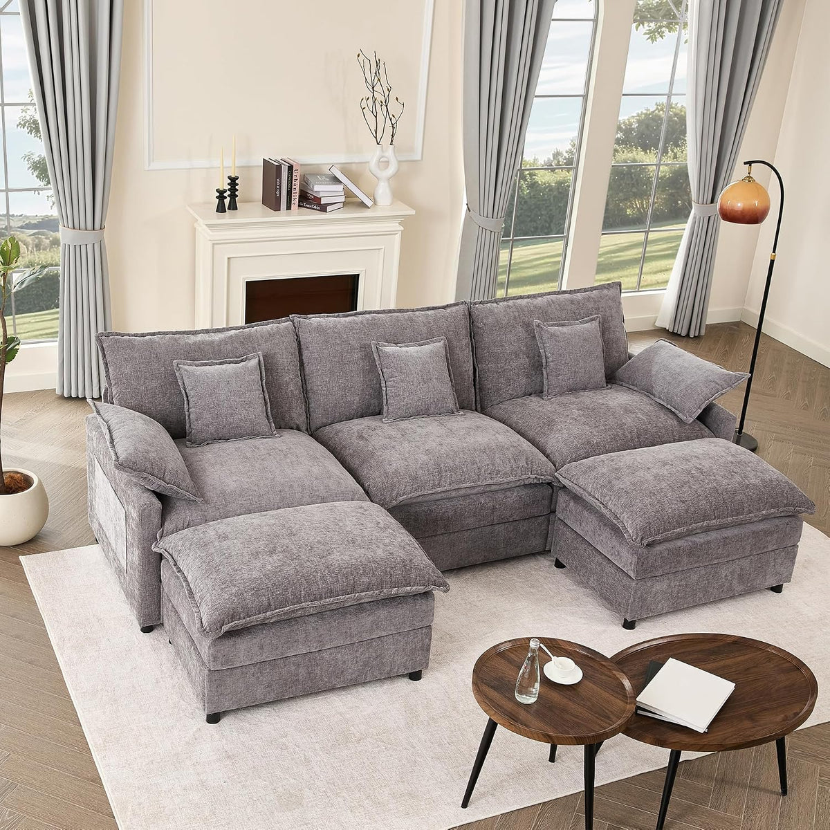 Sofa, für das Wohnzimmer, Grau, Litbird