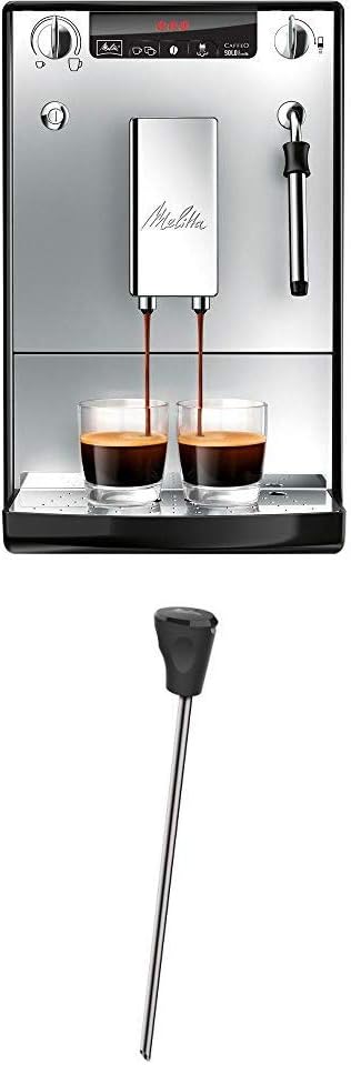 Melitta E953-102 Kaffeevollautomat, höhenverstellbar, Silber/Schwarz, aus Edelstahl und Stahl
