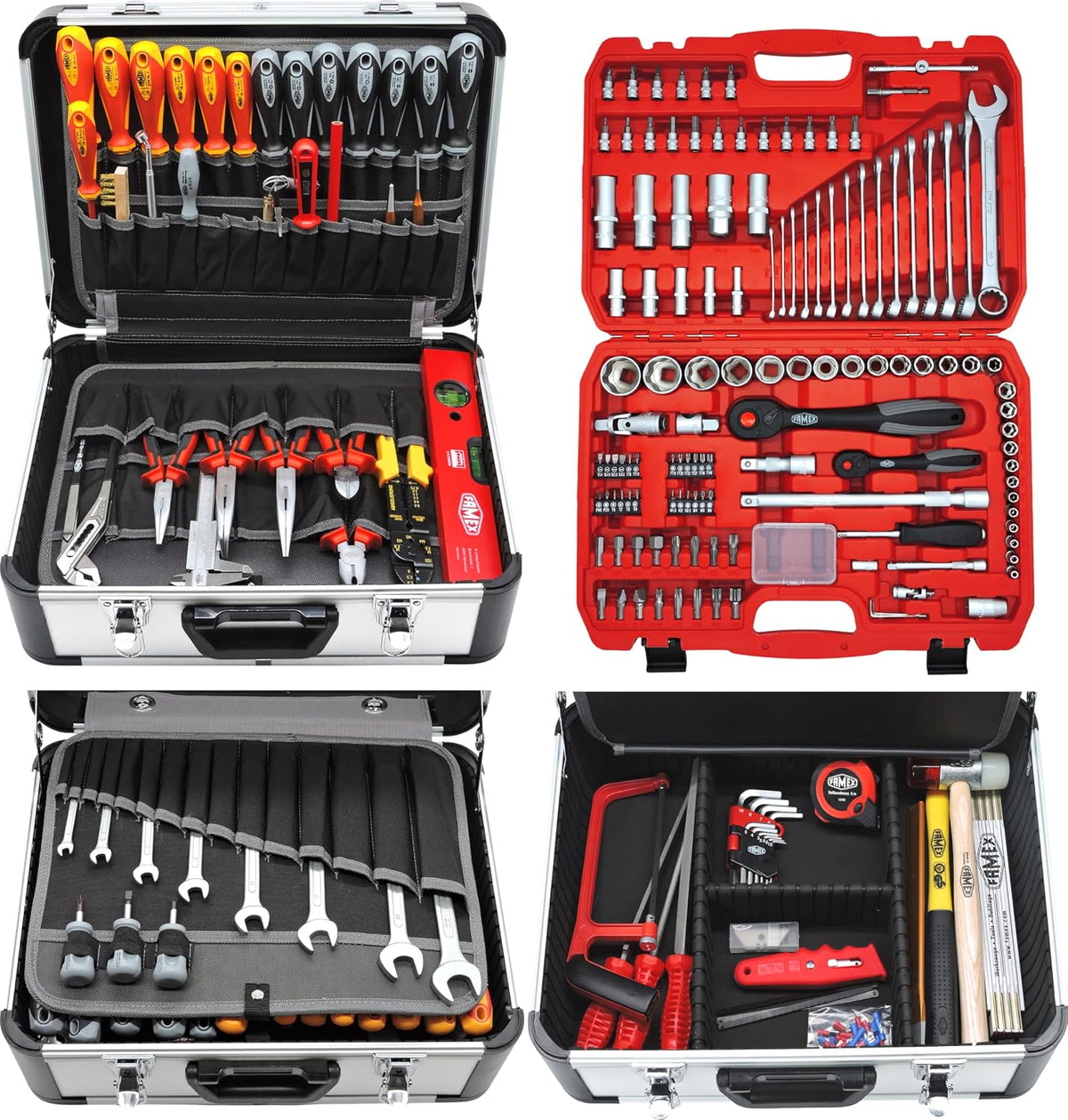 Werkzeug-Sets 419, 4–32 mm, mit Magnetverschluss, Silber/Schwarz/Rot, FAMEX