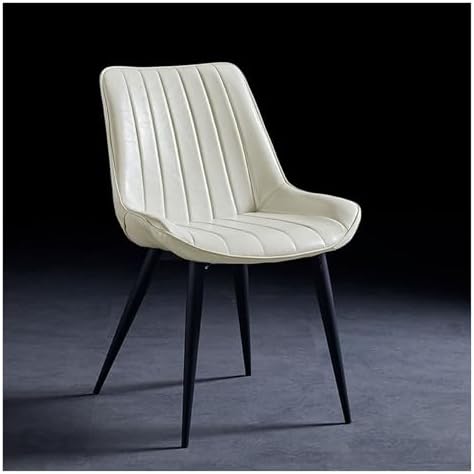 Esszimmerstuhl, aus Metall und Leder, für das Wohnzimmer und die Küche, Creme/Schwarz