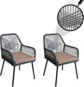 Essstühle HWC-O12, UV-Schutz 30+, für den Garten, aus Aluminium, Anthrazit/Taupe, Mendler