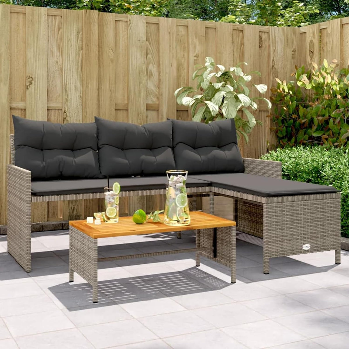 Sofa, für den Garten und den Balkon, aus Polyrattan, Grau/Schwarz, Verderoom