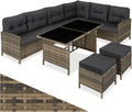 Gartenmöbel-Set, wasserabweisend, aus Polyrattan, für den Garten und die Terrasse, Schwarz/Braun, tectake