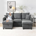 Sofa Multifunktionale Ecksofa U, mit Fernbedienung, mit Stauraum, Dunkelgrau, ZYLOYAL10