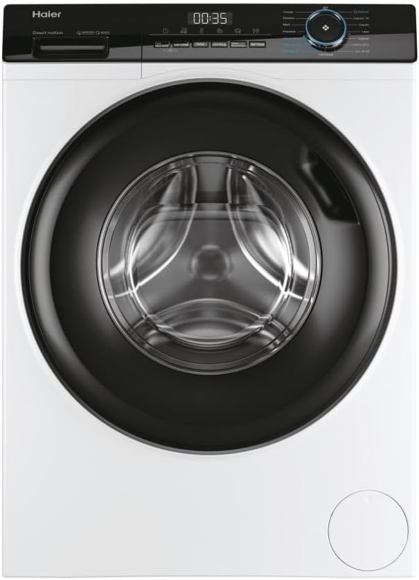 Haier HW90-B14939 Waschmaschine, 60 × 67 × 85 cm, 9 kg, Weiß/Schwarz