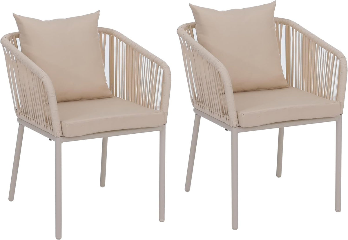 Mendler HWC-N41 Lounge-Stühle, wasserabweisend, für den Garten, aus Aluminium, Creme
