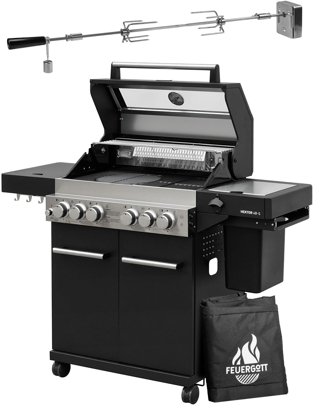 FEUERGOTT Gasgrills, für den Garten und die Terrasse, Schwarz/Silber