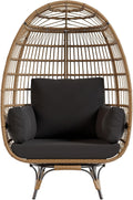 GarveeHome 360° Drehbarer Rattan Lounge-Stühle, 160 kg, verstellbar, für den Garten und die Terrasse, aus Stahl und Polyrattan, Braun/Schwarz