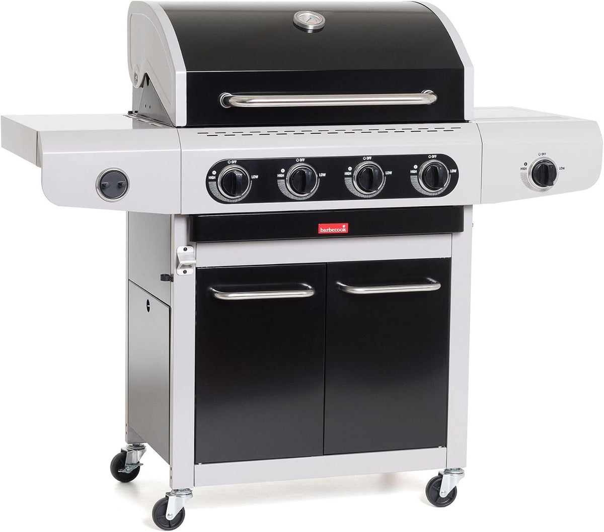 barbecook Erdgasgrills, 132 × 56 × 119 cm, mit Stauraum, Schwarz/Silber