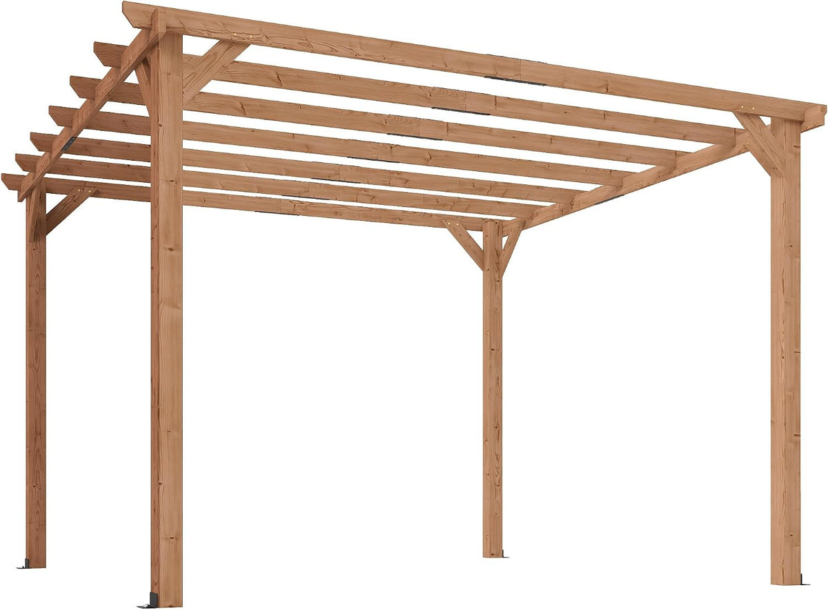 Outsunny Pergola, 3 × 3 m, 90 mm, aus Massivholz, mit 7 Querbalken, für Kletterpflanzen, für den Garten, Ahorn