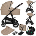 Lionelo BIANKA Kinderwagen-Set, bis 13 kg, UPF 50+, klappbar, verstellbar, Beige/Schwarz