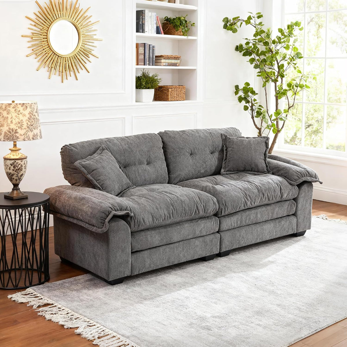Sofa, für das Wohnzimmer und das Büro, aus Stoff, Grau, Koaris