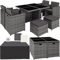 Gartenmöbel-Set, ca. 6 kg, ca. 2,2kg, aus Aluminium und Polyrattan, klappbar, für den Garten und die Terrasse, Grau/Schwarz, tectake