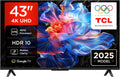 Smart-TV HDR10, 43 Zoll, Schwarz, mit WLAN, mit USB, kabellos, TCL