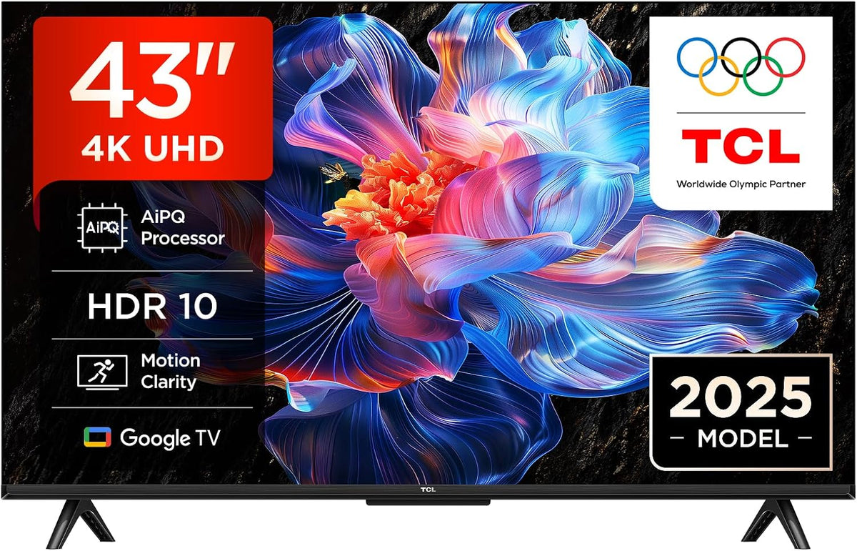 Smart-TV HDR10, 43 Zoll, Schwarz, mit WLAN, mit USB, kabellos, TCL