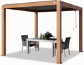 TOOLPORT Pergola, 3 × 3 m, aus Aluminium, mit Lamellendach, verstellbar, für die Terrasse, Holzoptik/Grau