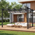 Pergola, 3 × 4 m, aus Aluminium, mit Schiebedach, wasserdicht, winterfest, für den Garten und die Terrasse, Schwarz/Grau, TRIUMPHKEY