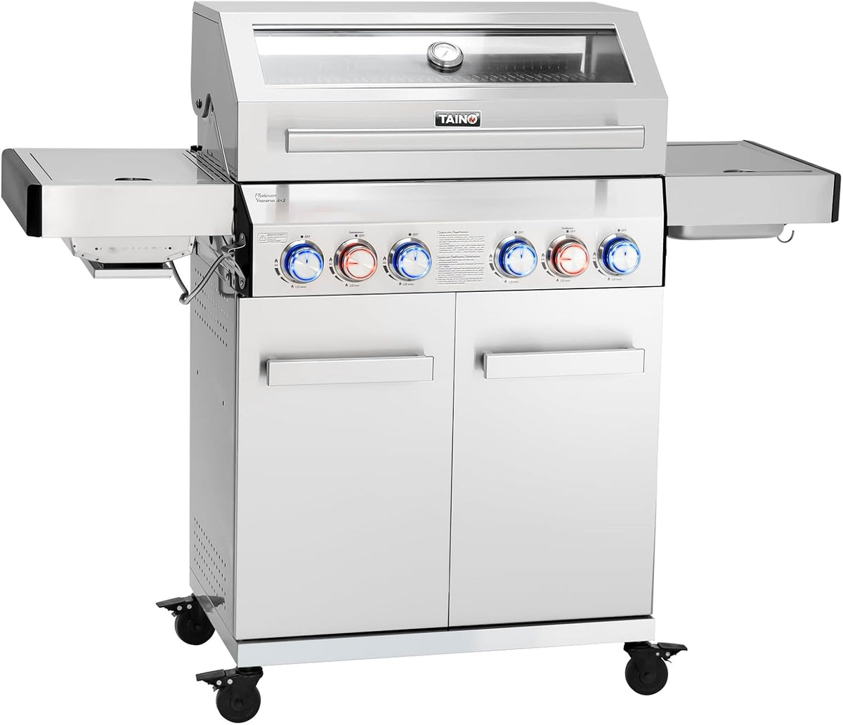 TAINO Propangrills, mit Stauraum, aus Edelstahl und Stahl, Silber