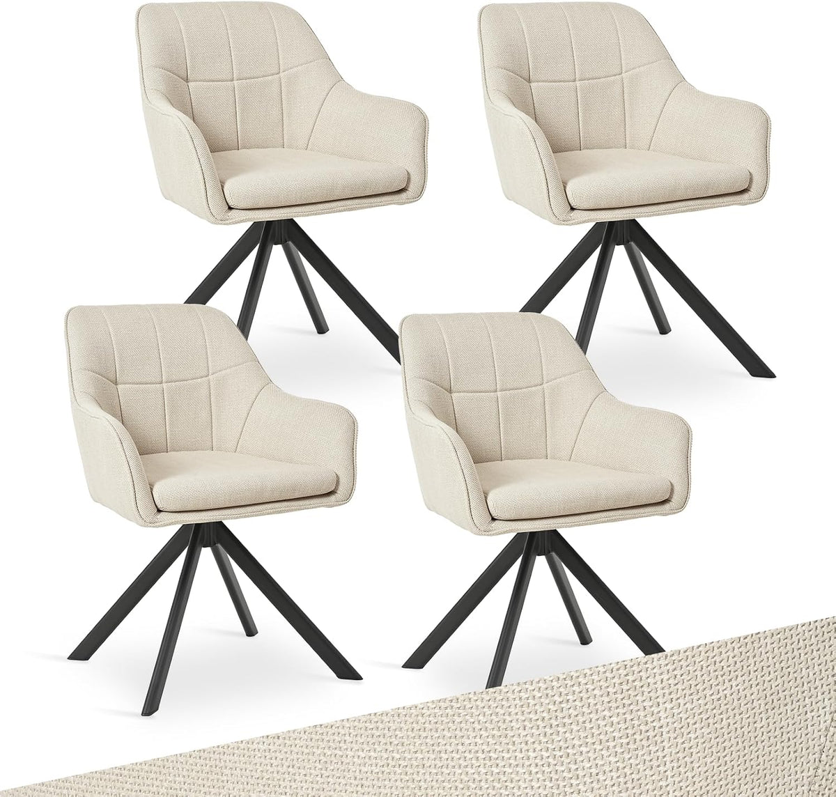 Esszimmerstuhl, aus Metall und Polyester, für das Büro und die Küche, Beige/Schwarz, Goeurvant