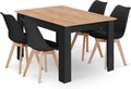 Essgruppe, 120 × 80 cm, aus Kunstleder und Leder, Schwarz/Natur, NMK HOME