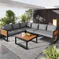 Gartenmöbel-Set, verstellbar, für den Garten, aus Massivholz, Grau/Schwarz/Holzfarbe, Dolamaní