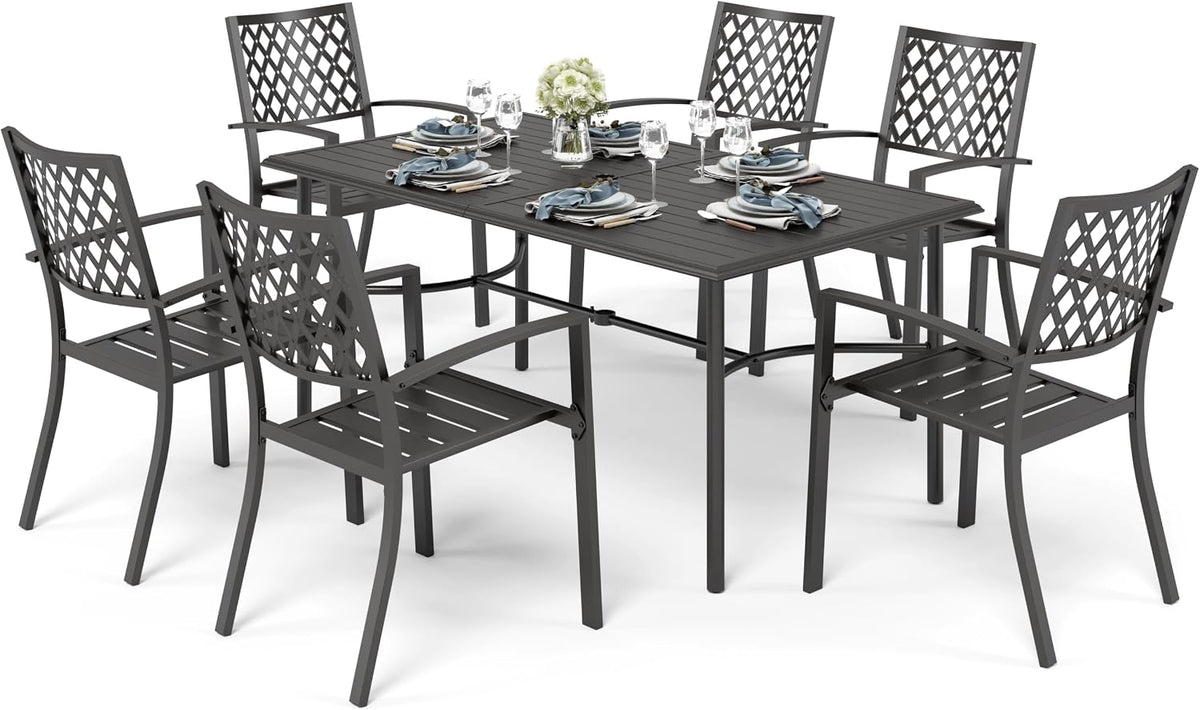 Gartenmöbel-Set, aus Metall, für den Garten und die Terrasse, Schwarz, PHI VILLA