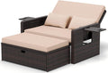 Sofa, verstellbar, mit Stauraum, aus Polyrattan, für den Garten und die Terrasse, Braun/Schwarz/Creme, UDPATIO