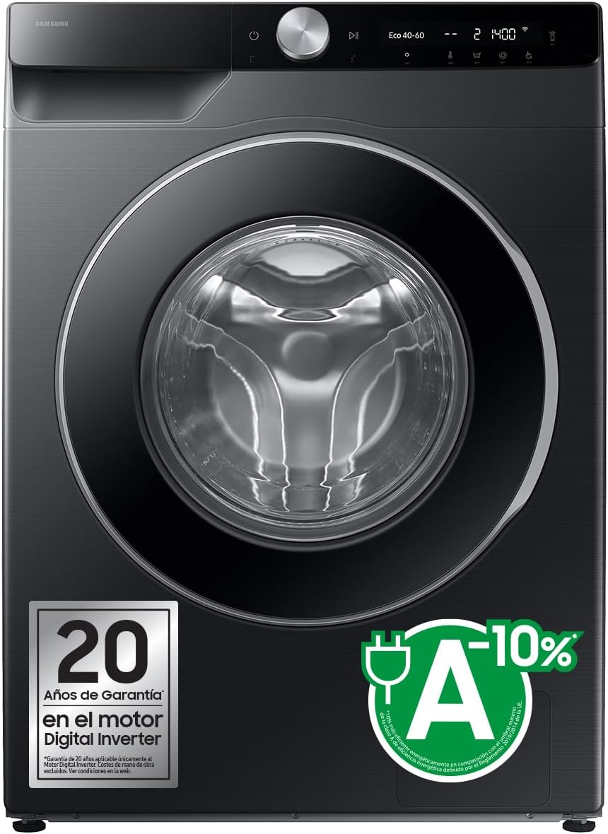 Samsung WW90DG6U85LBU3 Waschmaschine, Schwarz, mit KI-Erkennung