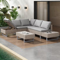 Gartenmöbel-Set Poly Rattan, 53.05kg, für den Garten und die Terrasse, aus Polyrattan, Khaki/Grau, Dolamaní
