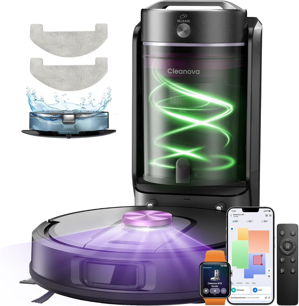 Vexilar W15 Saugroboter, mit 3D-LiDAR, bürstenlos, Schwarz/Lila